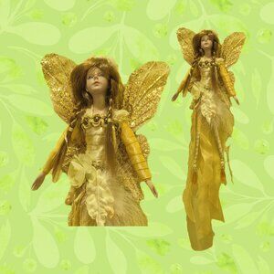 Vintage Gold & Yellow Fairy Ornament